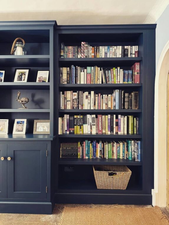 Bookcase with base cabinets and shelving