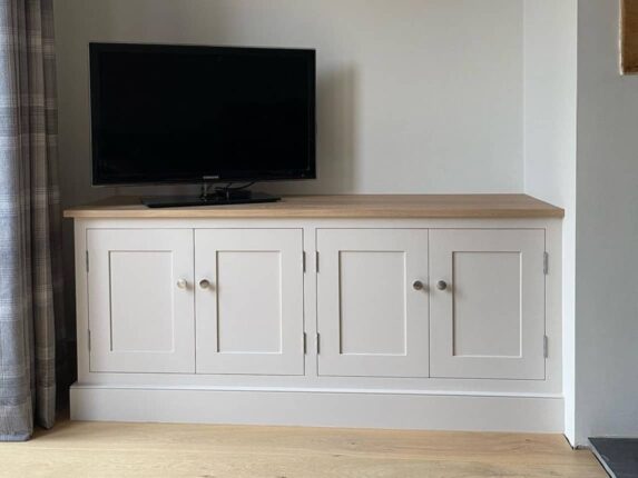 TV cabinet with oak top